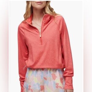 Travis Mathew Tulum Half-Zip Pullover in Heathered Orange